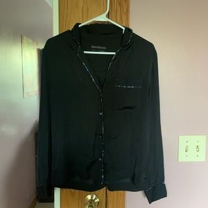 silky soft UO black button up with blue detailing